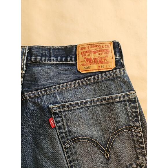 Levis 505 Jeans W36 L30 Men's Regular Fit Straight Mid Rise Medium Denim - Picture 12 of 12